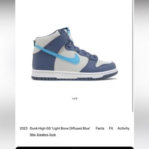 2023 Limited Edition Dunk High GS 'Light Bone Diffused Blue
Big kids 7Y Womens 8